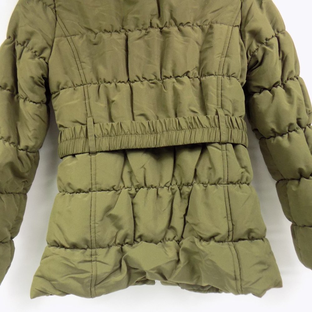 C'Esttoi Chico Belted Puffer Coat Fur Collar Olive Green NEW WITHOUT TAGS - Picture 7 of 10